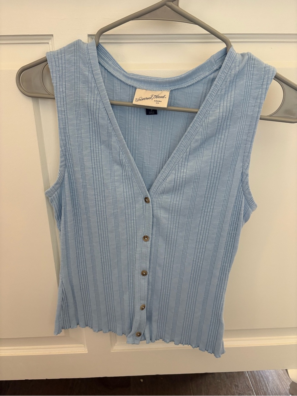 Women's Light Blue Ribbed Tank